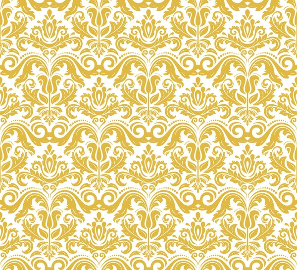 Klasický Hladký Vektorový Vzorec Damaskův Ornament Klasické Vintage Zlaté Bílé — Stockový vektor