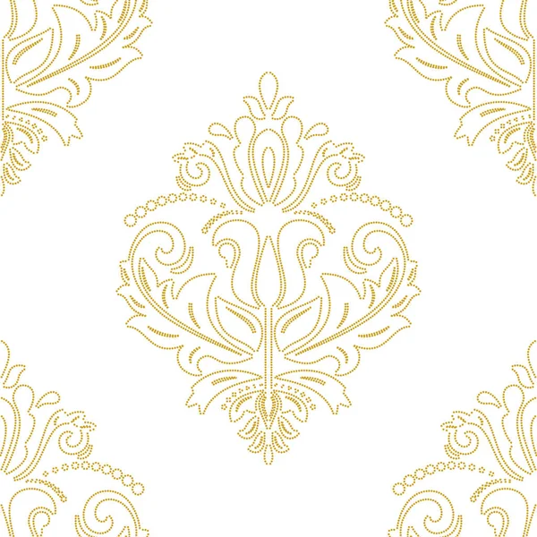 Orient Vektör Klasik Desen Klasik Elementlerle Kusursuz Altın Beyaz Arka — Stok Vektör