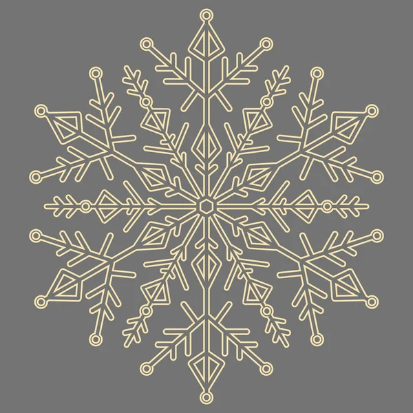 Vector Snowflake Abstract Winter Gray Golden Ornament Pattern Snowflake — Stock Vector