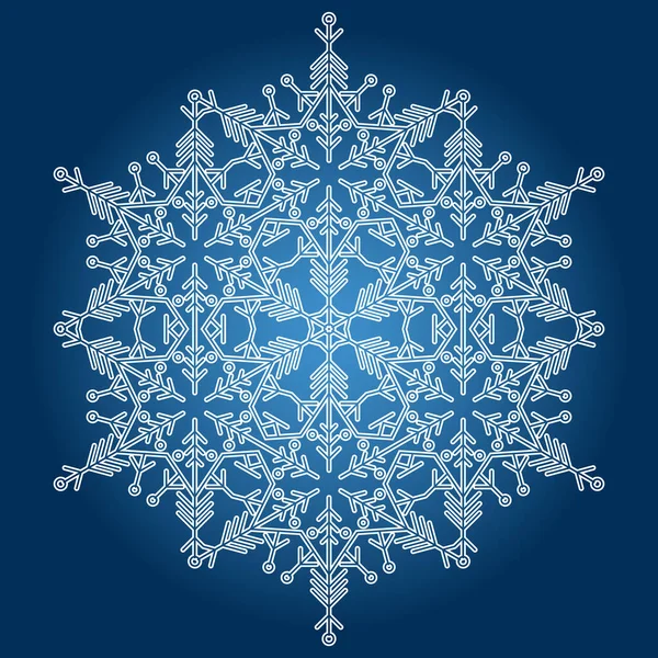 Vector Snowflake Abstract Winter Navy Blue White Ornament Pattern Snowflake — Stock Vector