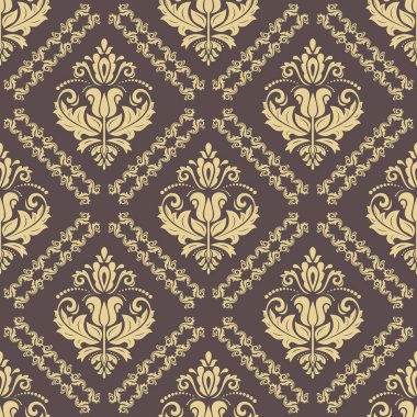 Classic seamless vector pattern. Damask orient ornament. Classic brown and golden vintage background. Orient pattern for fabric, wallpapers and packaging