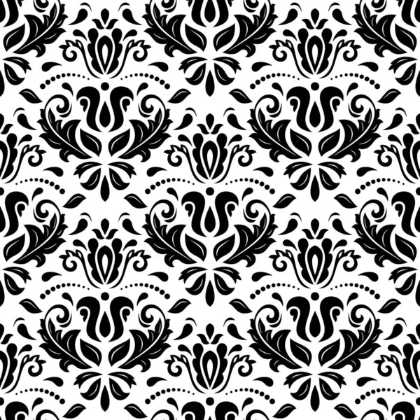 Classic Seamless Vector Pattern Damask Orient Ornament Classic Vintage Black — Stock Vector