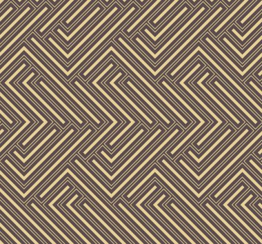 Seamless geometric background for your designs. Modern vector brown and yellow ornament. Geometric abstract pattern