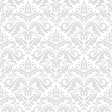Klasik dikişsiz vektör ışık deseni. Damask oryantasyon süsü. Klasik klasik klasik arka plan. Kumaş, duvar kâğıtları ve ambalaj için doğu deseni