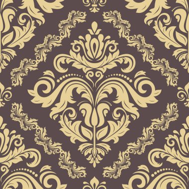 Orient vektör klasik desen. Klasik elementlerle kusursuz soyut bir arkaplan. Doğu kahverengi ve altın desenli. Duvar kağıtları ve ambalaj için süs