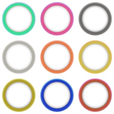 Renkli vektör pankart seti. Tasarım için soyut vektör şekilleri. Örnek metin içeren pankartlar.