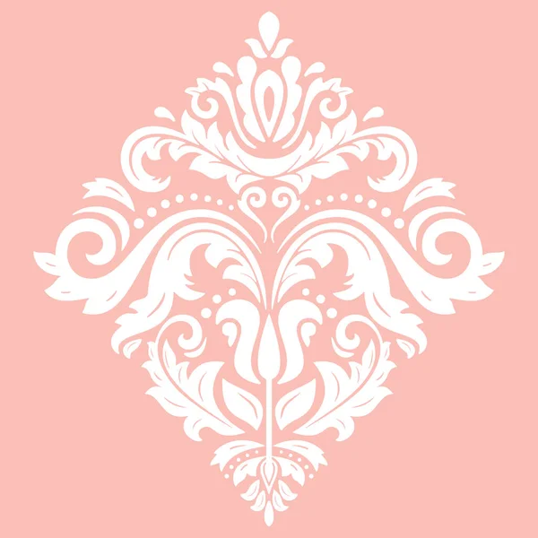 Ornamento Vetorial Oriental Com Arabescos Elementos Florais Ornamento Rosa Branco — Vetor de Stock