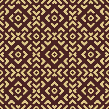 Tasarımlarınız için kusursuz geometrik arkaplan. Modern vektör kahverengi ve altın süs. Geometrik soyut desen