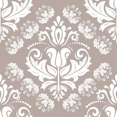 Orient vektör klasik desen. Klasik elementlerle kusursuz soyut bir arkaplan. Doğu kahverengi ve beyaz desenli. Duvar kağıtları ve ambalaj için süs