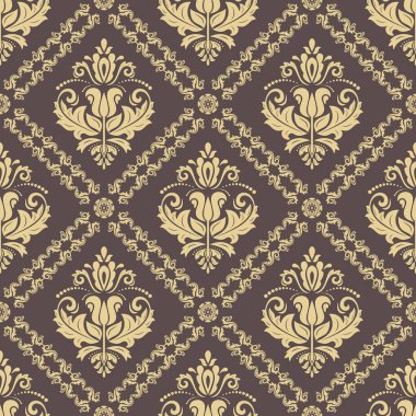 Classic seamless vector pattern. Damask orient ornament. Classic brown and golden vintage background. Orient pattern for fabric, wallpapers and packaging