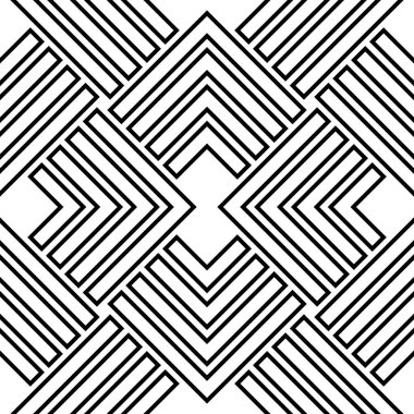 Tasarımlarınız için kusursuz geometrik arkaplan. Modern vektör siyah beyaz süs. Geometrik soyut desen