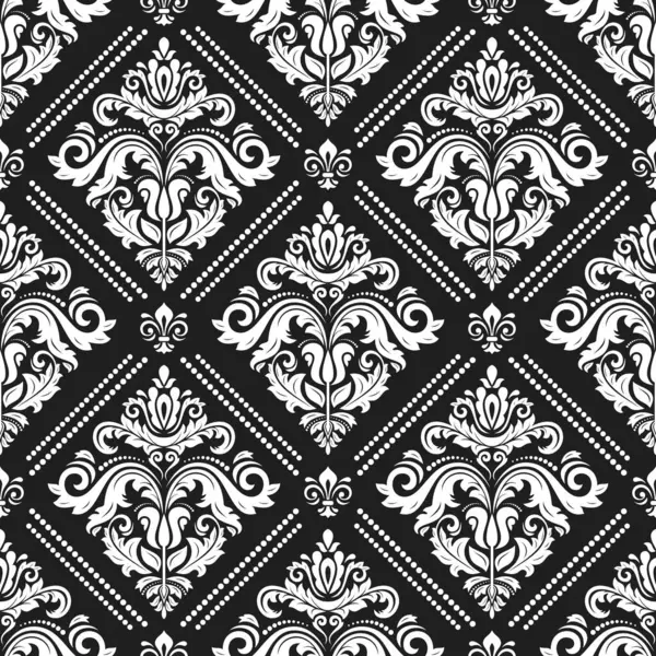 オリエントベクトルクラシックダークブラックとホワイトパターン ヴィンテージエレメントのシームレスな抽象的な背景 オリエンテーションパターン 壁紙および包装のための装飾 — ストックベクタ