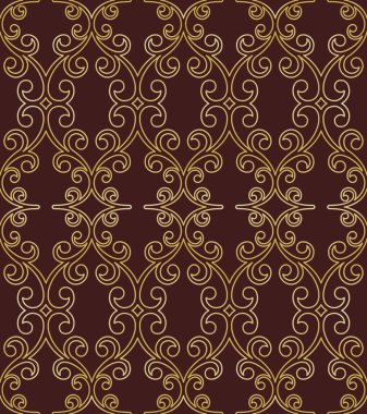 Kusursuz vektör süsü. Modern dalgalı arka plan. Geometrik modern kahverengi ve altın desenli