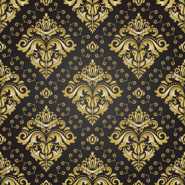 Orient vektör klasik desen. Klasik elementlerle kusursuz soyut bir arkaplan. Doğulu siyah ve altın desenli. Süslü barogue duvar kağıdı