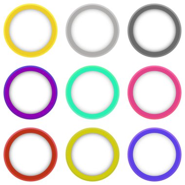 Vektör renkli afiş seti. Tasarım için soyut vektör renkli şekiller. Örnek metinli afişler.