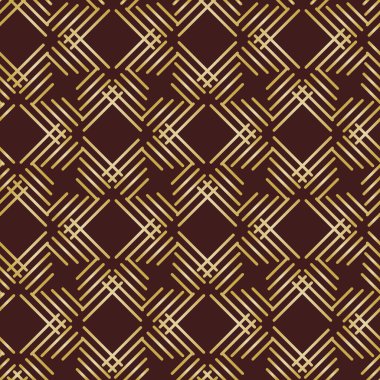 Eşkenar dörtgenli kusursuz geometrik soyut vektör deseni. Geometrik modern kahverengi ve altın renkli süsler. Kusursuz modern arkaplan