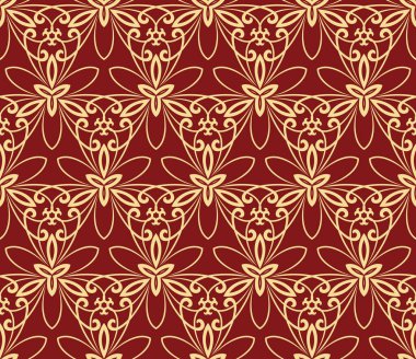 Çiçek vektör süsü. Çiçekli kusursuz soyut klasik arka plan. Çiçek elementlerinin tekrarlandığı desen. Duvar kağıdı ve ambalaj için süs