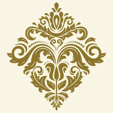 Klasik tarzda klasik bir klasik vektör süsü. Doğulu elementlerle soyut geleneksel altın süs. Klasik vintage desen