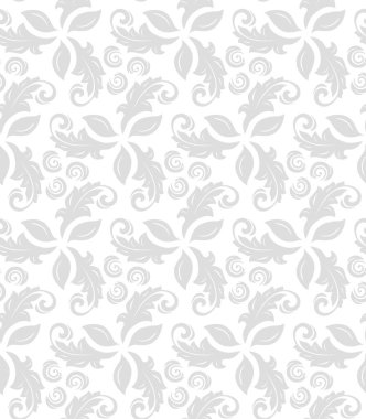 Çiçek vektör ışığı süsü. Kusursuz soyut klasik arka plan. Çiçek elementlerinin tekrarlandığı desen. Duvar kağıdı ve ambalaj için süs