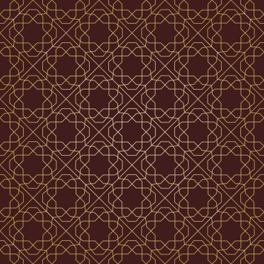 Tasarımlarınız için kusursuz geometrik arkaplan. Modern vektör süsü. Geometrik soyut kahverengi ve altın desenli