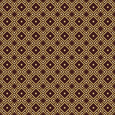 Eşkenar dörtgenli kusursuz geometrik soyut vektör deseni. Geometrik modern kahverengi ve altın renkli süsler. Kusursuz modern arkaplan