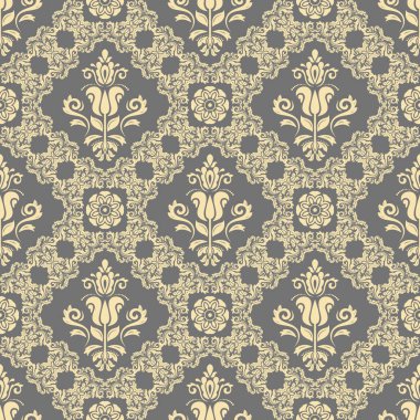 Klasik kusursuz vektör deseni. Damask oryantasyon süsü. Klasik klasik klasik arka plan. Kumaş, duvar kâğıtları ve ambalaj için doğu deseni
