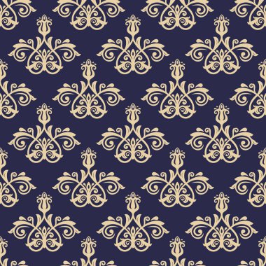 Orient vektör klasik desen. Klasik elementlerle kusursuz soyut bir arkaplan. Doğu donanması mavi altın desenli.