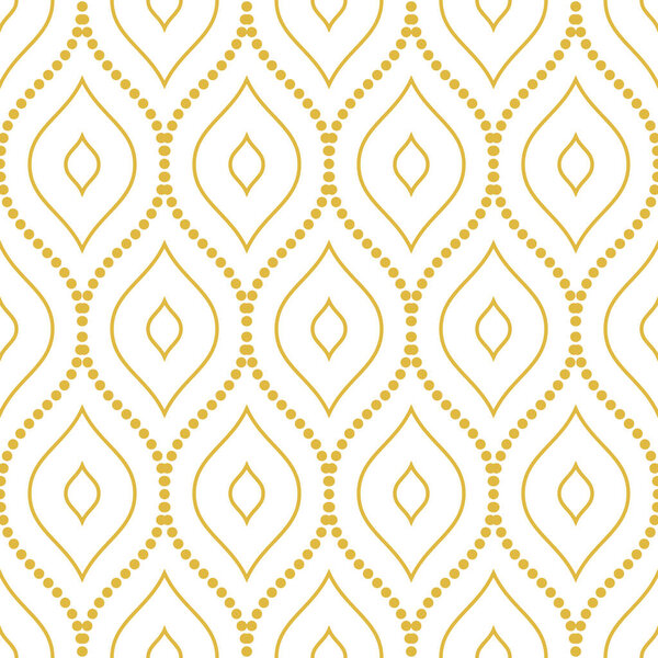 Seamless vector ornament. Modern wavy background. Geometric modern wavy golden white pattern