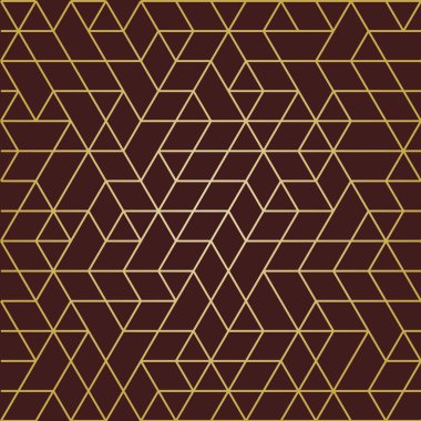 Geometrik üçgenli kahverengi altın desenli vektör. Geometrik modern süs. Kusursuz soyut arkaplan