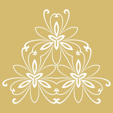 Arabesk çiçekli altın beyaz desenli çiçek vektörü. Soyut klasik oryantal süs. Klasik klasik kalıp
