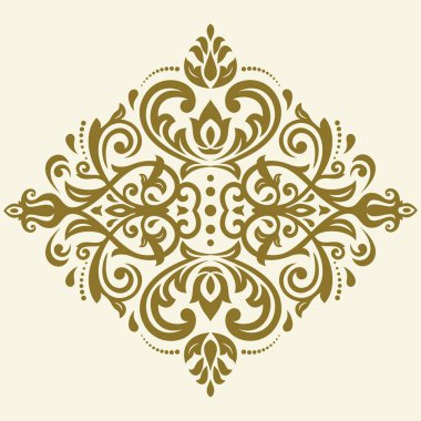 Klasik tarzda klasik bir klasik vektör süsü. Doğulu elementlerle soyut geleneksel altın süs. Klasik vintage desen
