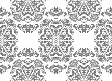 Klasik kusursuz vektör deseni. Damask oryantasyon süsü. Klasik klasik klasik arka plan. Kumaş, duvar kağıdı ve ambalaj için doğu gümüş deseni