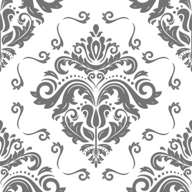 Orient vektörü klasik gümüş desen. Klasik elementlerle kusursuz soyut bir arkaplan. Oryantasyon düzeni. Duvar kağıdı için süs