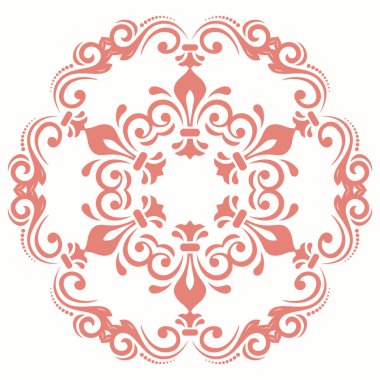 Elegant vintage vector pink ornament in classic style. Abstract traditional ornament with oriental elements. Classic vintage pattern