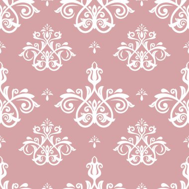 Orient vektör klasik desen. Klasik elementlerle kusursuz soyut bir arkaplan. Doğu mor beyaz deseni. Duvar kağıdı için süs