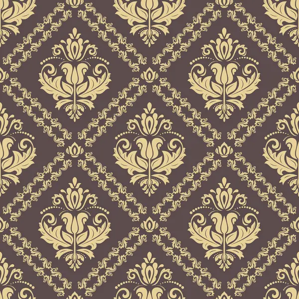 Orient vektör klasik desen. Klasik elementlerle kusursuz soyut bir arkaplan. Orient kahverengi altın desenli. Duvar kağıdı için süs