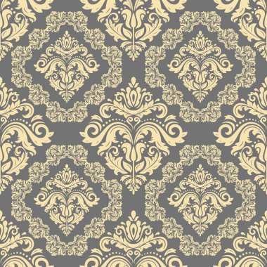 Orient vektör klasik desen. Klasik elementlerle kusursuz soyut bir arkaplan. Doğu grisi altın desen. Duvar kağıdı için süs