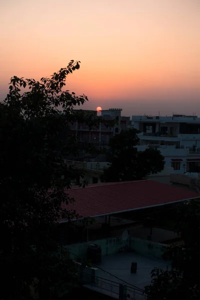 February 12Th 2022 Dehradun City India Sunset Roof Top City — Stock Photo, Image