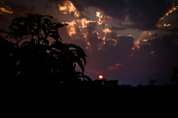 Evening Shot Sunset Colorful Cloudscape Taken Golden Hour Dehradun City — Stock Photo, Image