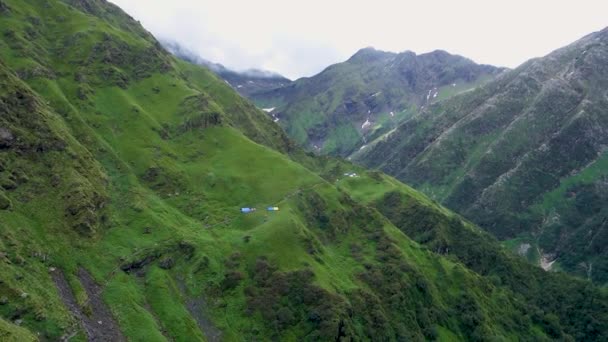 Prachtige Bergtoppen Watervallen Achtergrond Shrikhand Mahadev Kailash Himalaya Yatra Himachal — Stockvideo