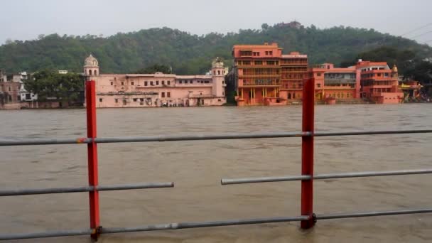 Luglio 2022 Haridwar India Ampio Angolo Vista Del Fiume Gange — Video Stock