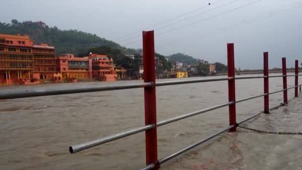 Липня 2022 Харідавар Індія Кутовий Вид Річку Ганг — стокове відео