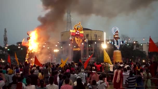 Października 2022 Dehradun Uttarakhand Indie Ravana Kumbkarana Meghnath Płoną Podczas — Wideo stockowe