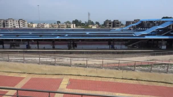 Julio 2022 Haridwar India Vista Aérea Del Cruce Ferroviario Katra — Vídeos de Stock