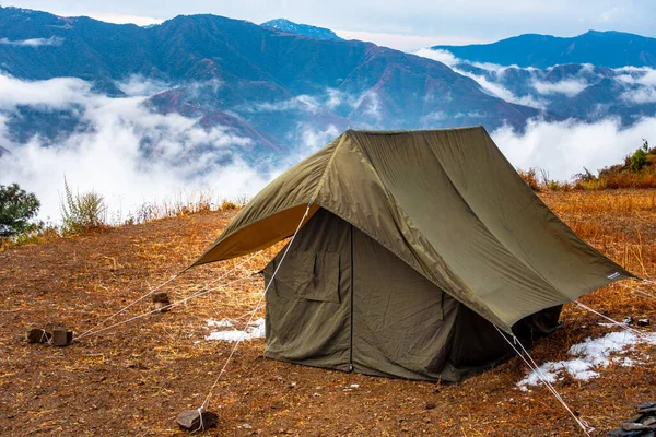 Лагеря Оранжевой Внешней Мухой Территории Лагеря Наг Тибба Гималайский Район — стоковое фото