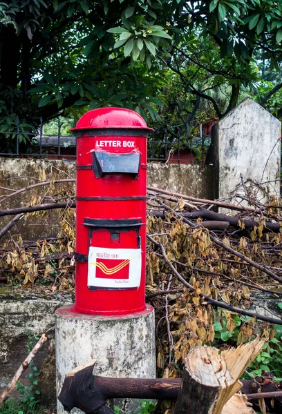 June 28th 2023, Uttarakhand, India. A red letter post box. Indian Postal Services.