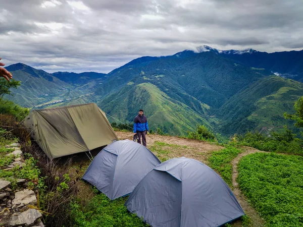 Oktober 2022 Uttarakhand Indien Abenteuerlustige Männliche Camper Basislager Der Shivalik — Stockfoto