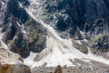 Yukarı Himalayalar, Himachal Pradesh, Hindistan 'ın Kinner Kailash Dağları' ndaki buzlu buzullar ve göller..