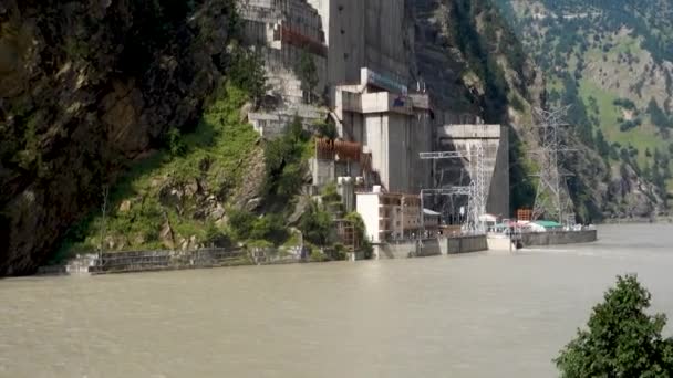 Agosto 2023 Himachal Pradesh Índia Jsw Baspa Projeto Hidrelétrico Rio — Vídeo de Stock