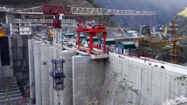 February 6Th 2021 Uttarakhand India Lakhwar Vyasi Hydroelectric Project Dam — Stock Video